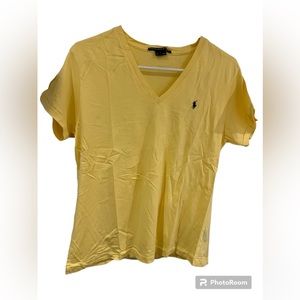POLO RALPH LAUREN Women Cotton V-Neck Short Sleeve Tee T-Shirt Yellow NWOT